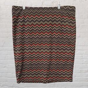 Lane Bryant Ponte Knit Pencil Skirt Women Beige Purple Chevron‎ Back Slit Sz 20